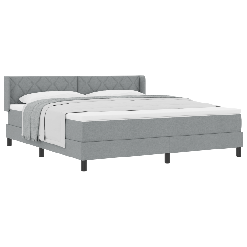 Boxspringbett mit Matratze Hellgrau 180x200 cm Stoff