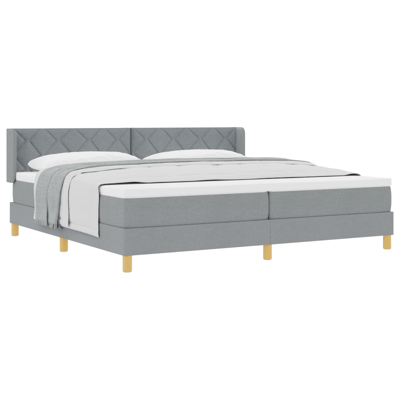 Boxspringbett mit Matratze Hellgrau 200x200 cm Stoff