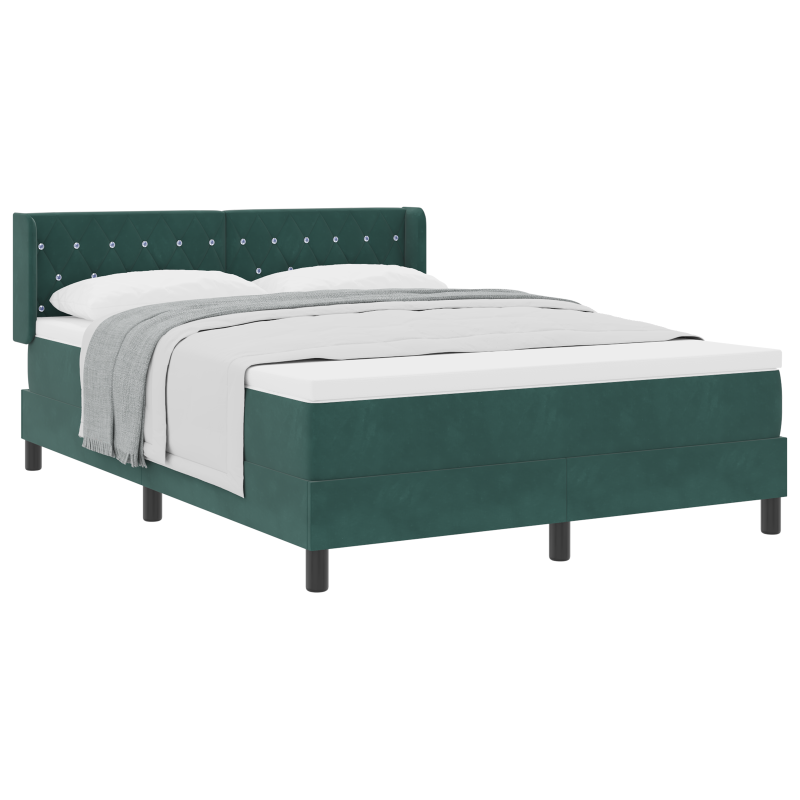 Boxspringbett mit Matratze Dunkelgrün 160x200 cm Samt