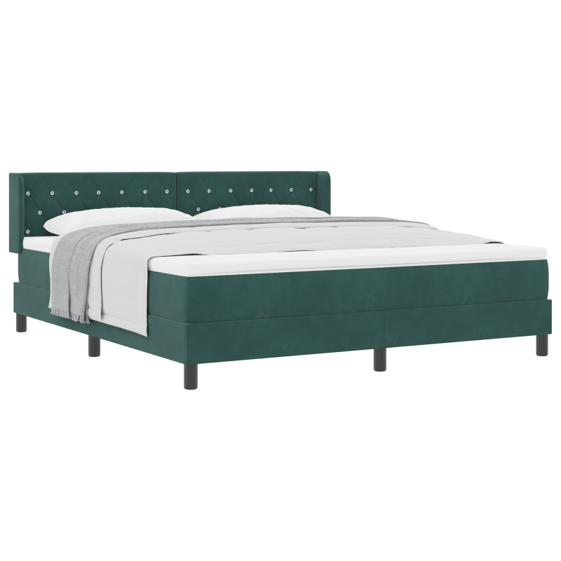 Boxspringbett mit Matratze Dunkelgrün 180x200 cm Samt