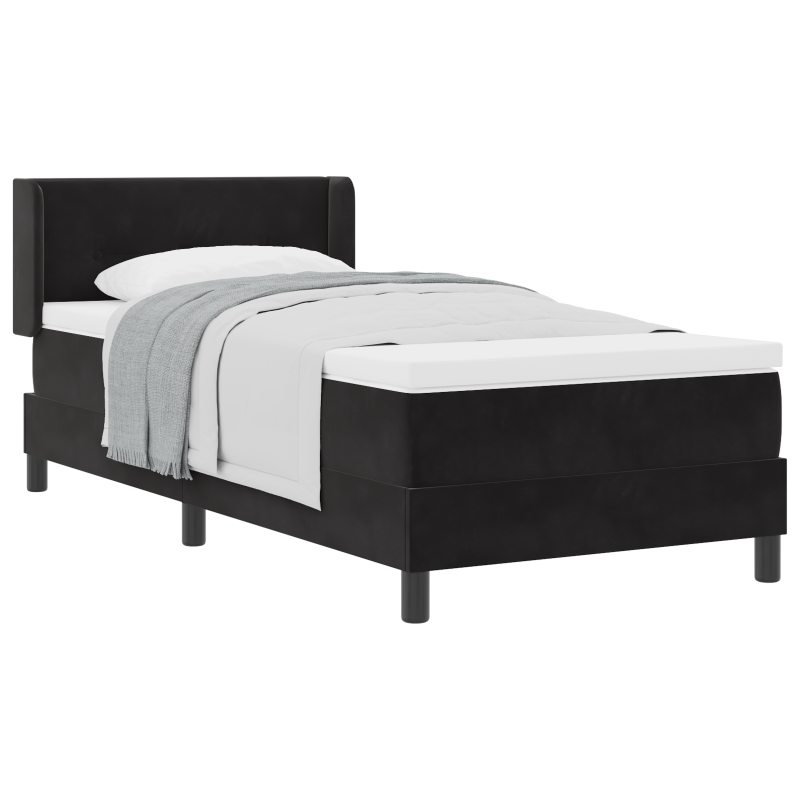Boxspringbett mit Matratze Schwarz 90x190 cm Samt