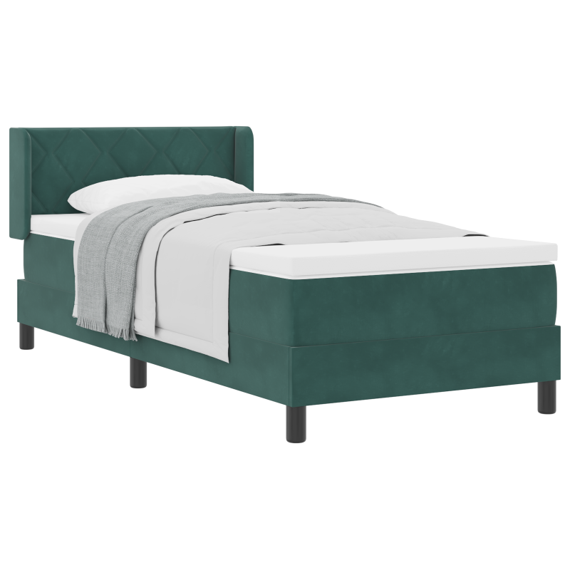 Boxspringbett mit Matratze Dunkelgrün 90x200 cm Samt