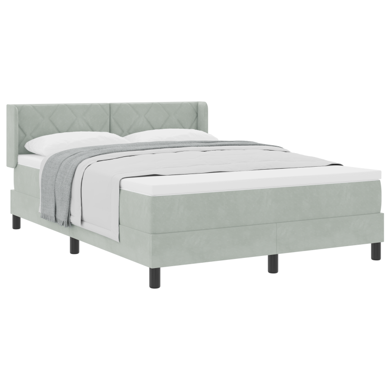 Boxspringbett mit Matratze Hellgrau 140x190 cm Samt