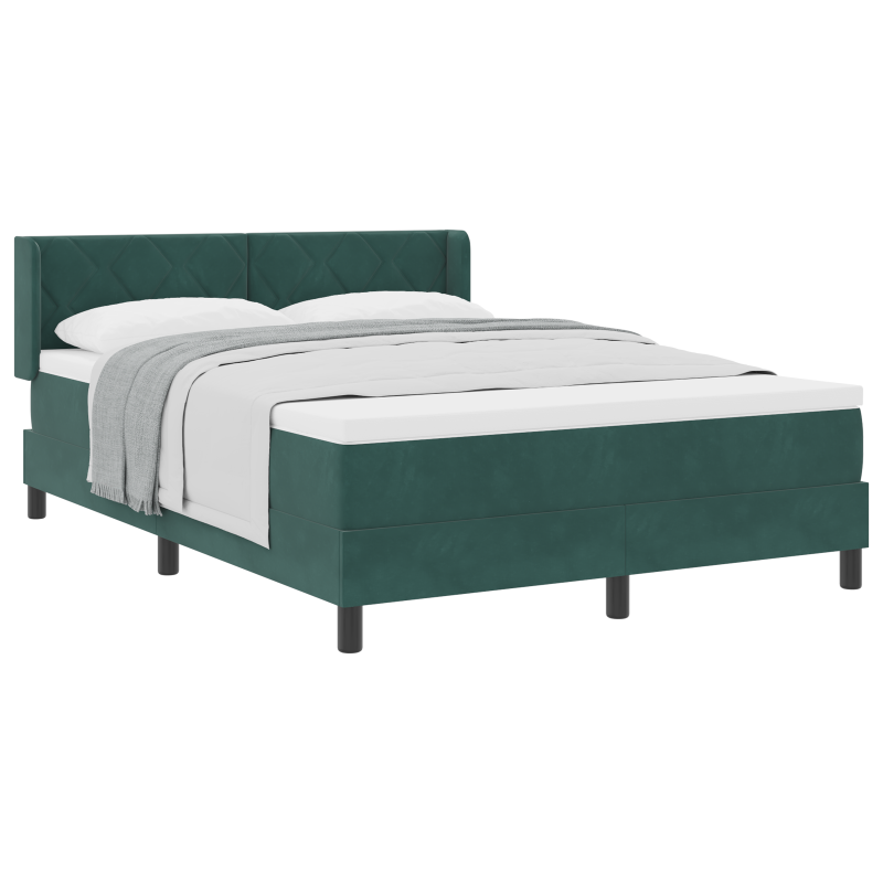 Boxspringbett mit Matratze Dunkelgrün 140x190 cm Samt
