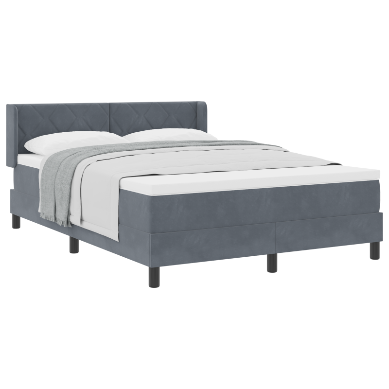 Boxspringbett mit Matratze Dunkelgrau 140x200 cm Samt
