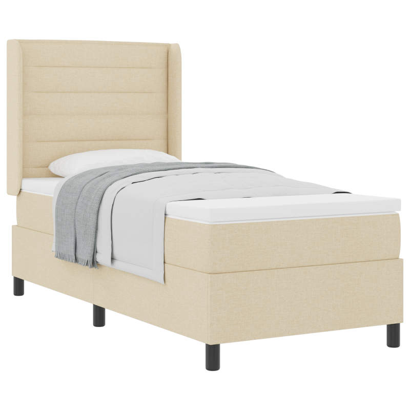 Boxspringbett mit Matratze Creme 90x190 cm Stoff