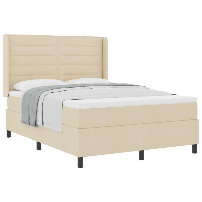 Boxspringbett mit Matratze in Creme, 160x200 cm Stoff