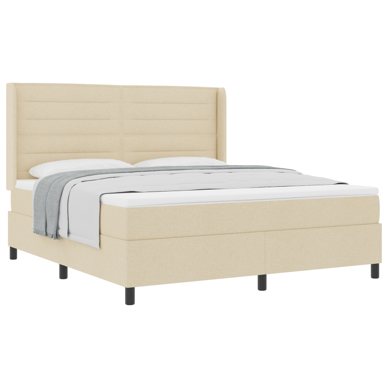 Boxspringbett mit Matratze Creme 180x200 cm Stoff