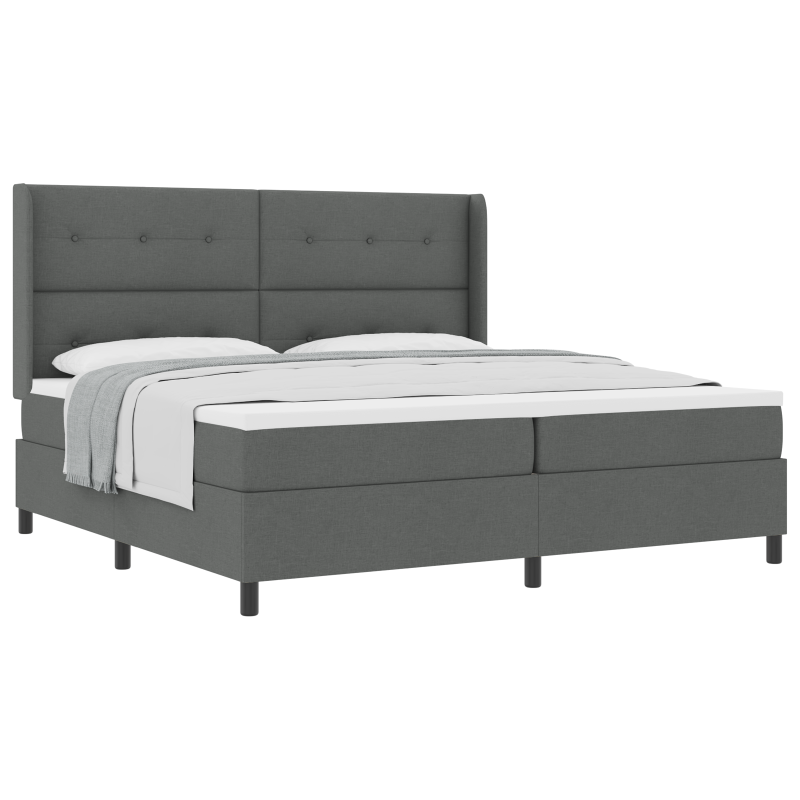 Boxspringbett mit Matratze Dunkelgrau 200x200 cm Stoff