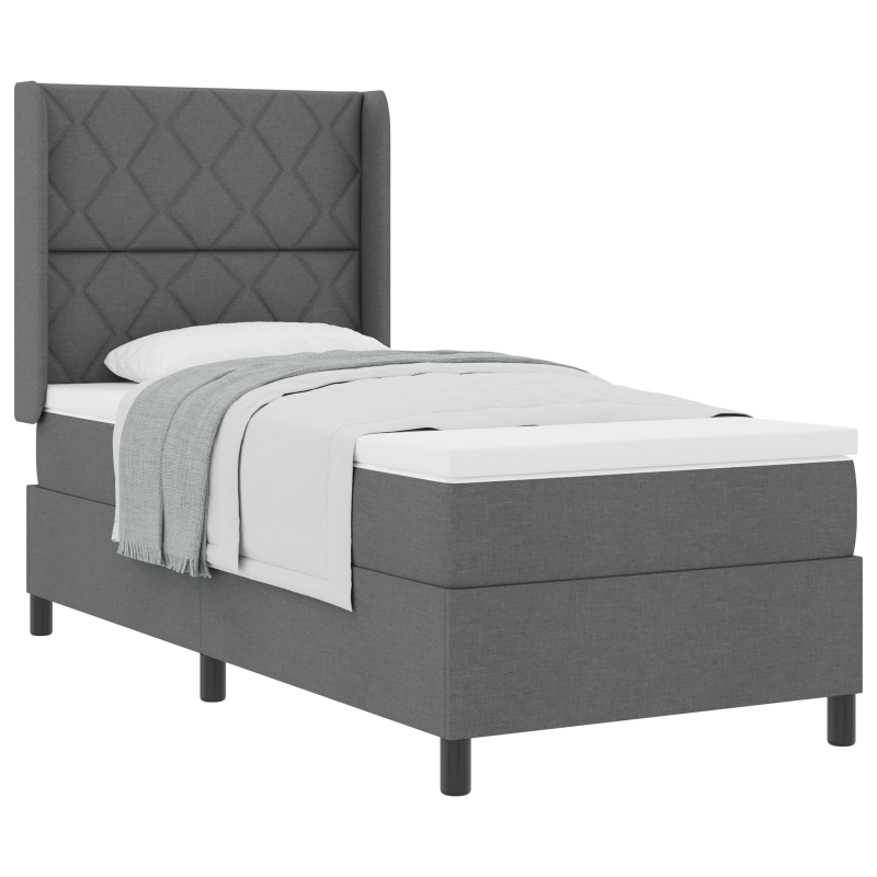 Boxspringbett mit Matratze Dunkelgrau 90x200 cm Stoff