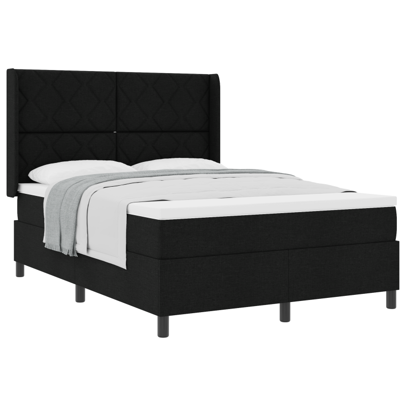 Boxspringbett mit Matratze Schwarz 140x200 cm Stoff