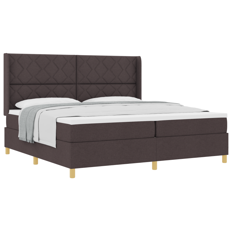 Boxspringbett mit Matratze in Dunkelbraun, 200x200 cm Stoff