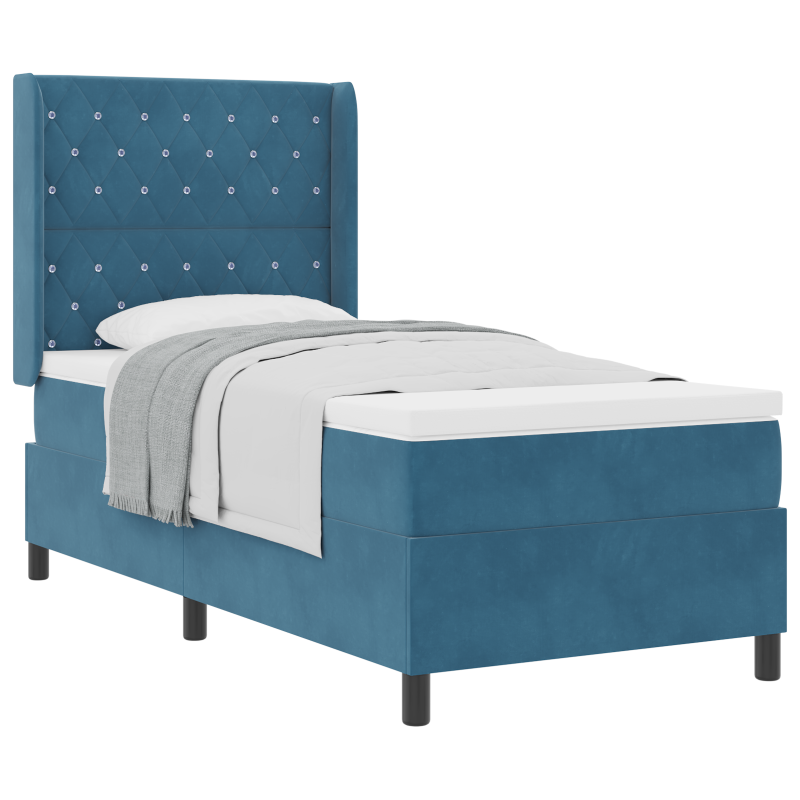 Boxspringbett mit Matratze Dunkelblau 90x200 cm Samt