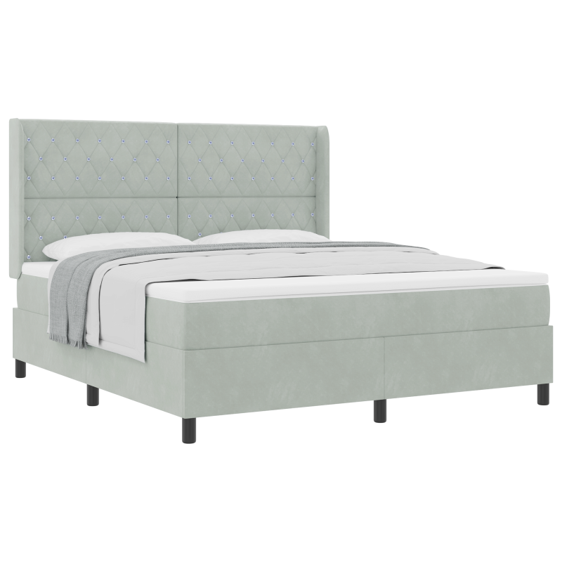 Boxspringbett mit Matratze Hellgrau 180x200 cm Samt