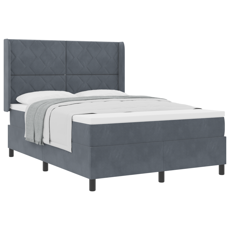 Boxspringbett mit Matratze Dunkelgrau 160x200 cm Samt