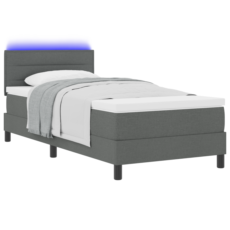 Boxspringbett mit Matratze & LED Dunkelgrau 80x200 cm Stoff
