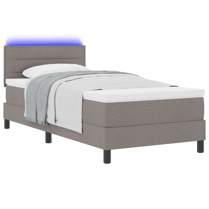 Boxspringbett mit Matratze & LED Taupe 80x200 cm Stoff