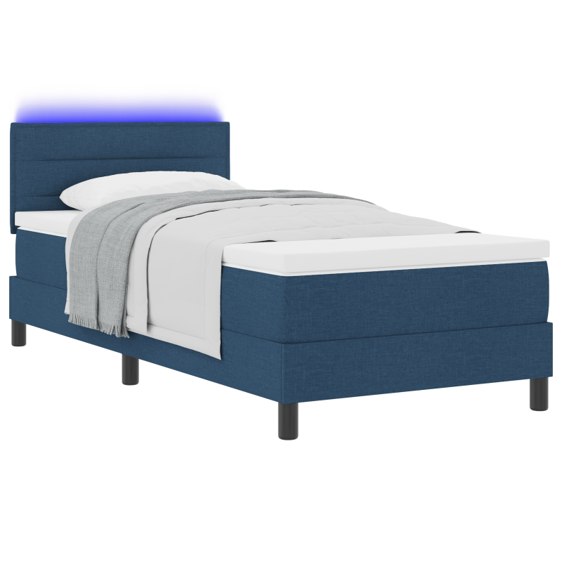 Boxspringbett mit Matratze & LED Blau 80x200 cm Stoff