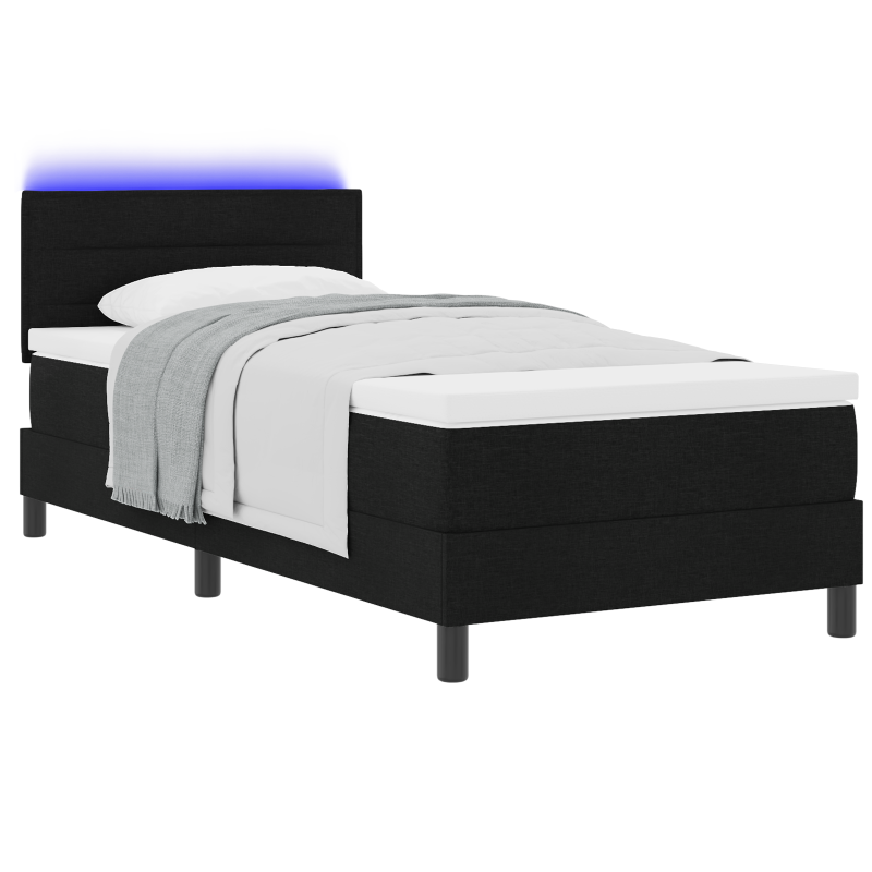 Boxspringbett mit Matratze & LED Schwarz 90x190 cm Stoff