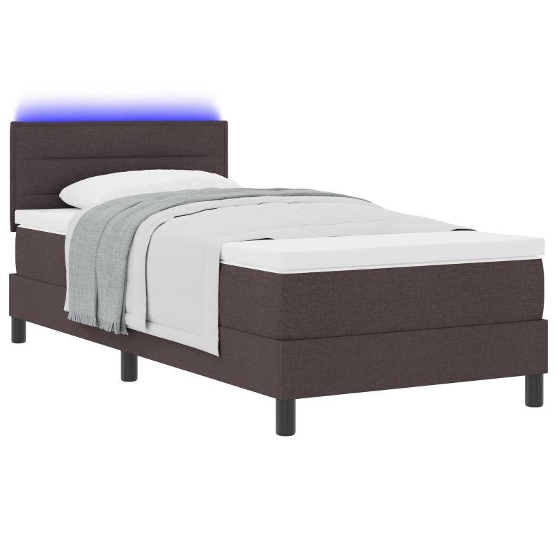 Boxspringbett mit Matratze & LED Dunkelbraun 90x200 cm Stoff