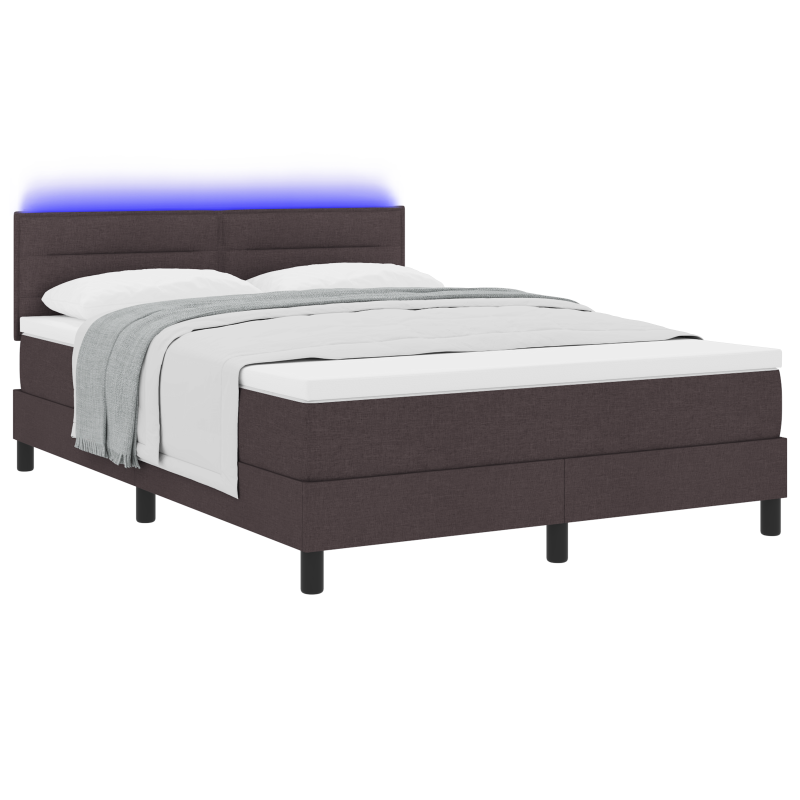 Boxspringbett mit Matratze & LED Dunkelbraun 160x200 cm Stoff