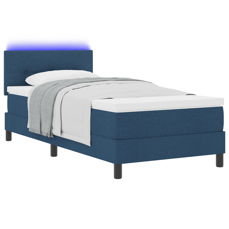 Boxspringbett mit Matratze & LED Blau 90x200 cm Stoff