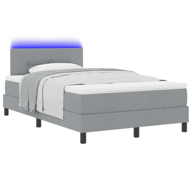 Boxspringbett mit Matratze & LED Licht Grau 120x200 cm Stoff