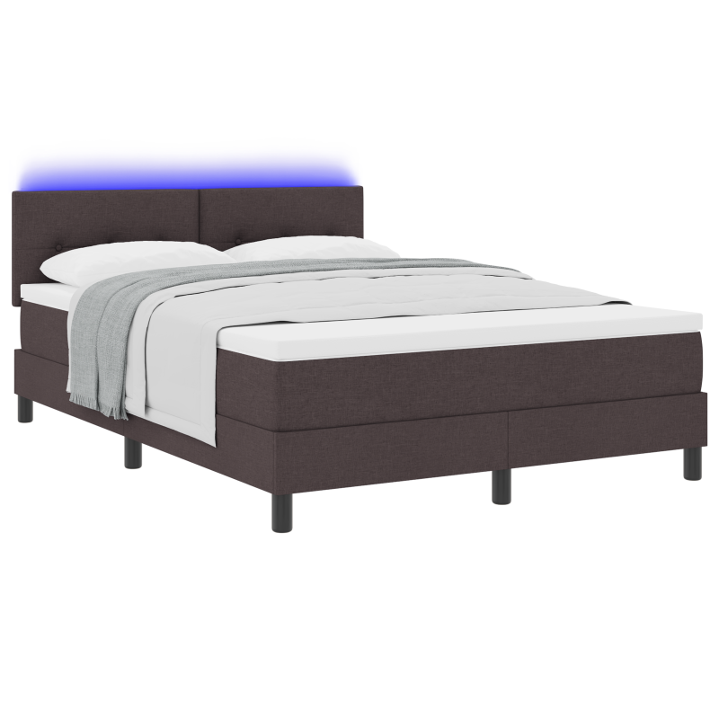 Boxspringbett mit Matratze & LED Dunkelbraun 160x200 cm Stoff