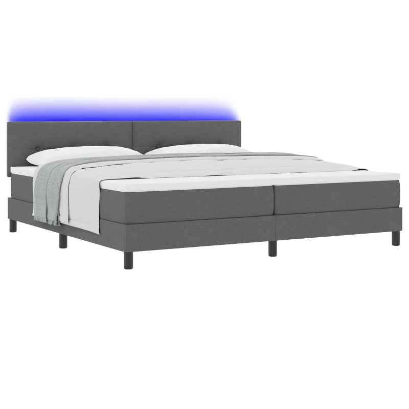Boxspringbett mit Matratze & LED Dunkelgrau 200x200 cm Stoff