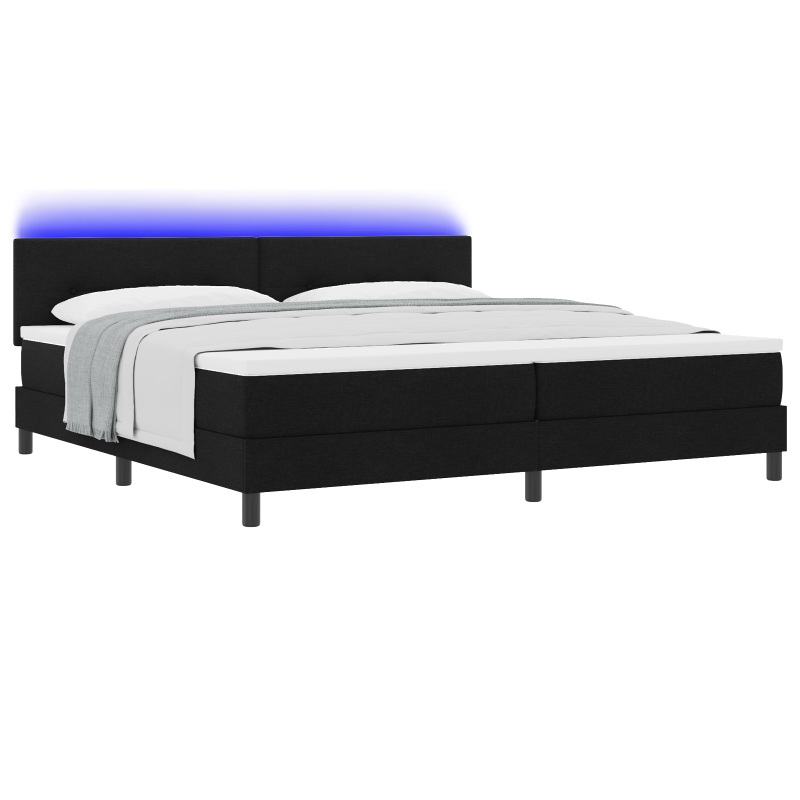Boxspringbett mit Matratze & LED Schwarz 200x200 cm Stoff