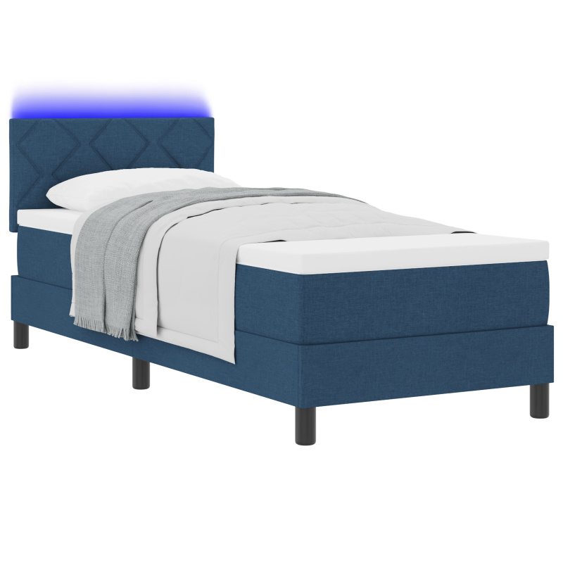 Boxspringbett mit Matratze & LED Blau 80x200 cm Stoff