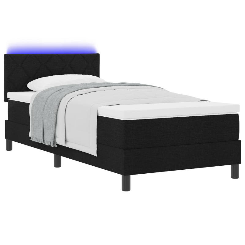 Boxspringbett mit Matratze & LED Schwarz 100x200 cm Stoff