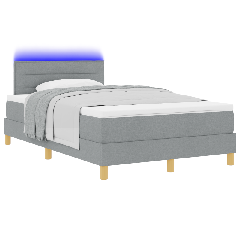 Boxspringbett mit Matratze & LED Licht Grau 120x200 cm Stoff