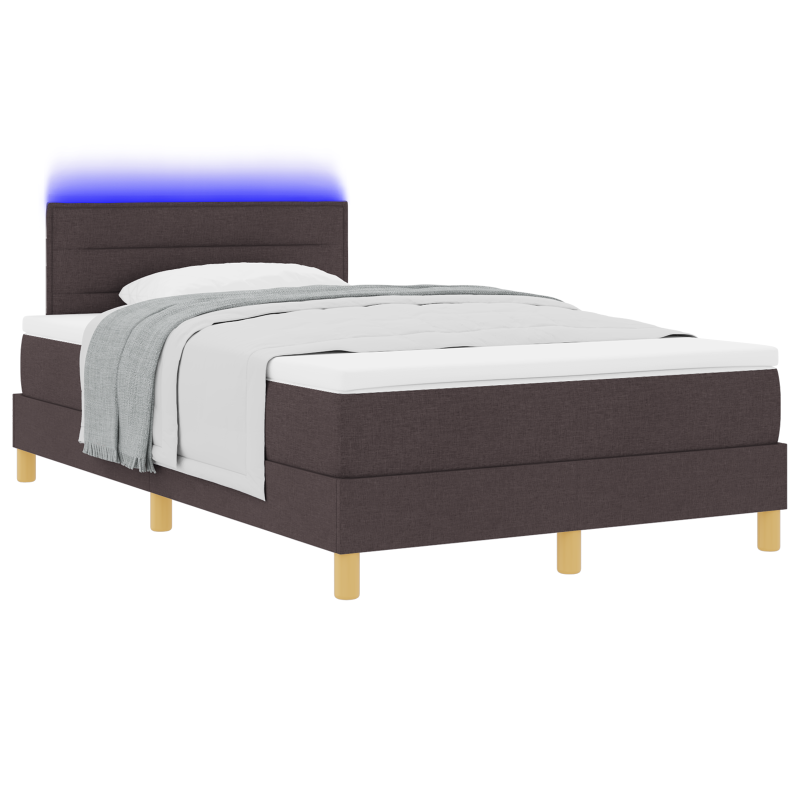 Boxspringbett mit Matratze & LED Dunkelbraun 120x200 cm Stoff