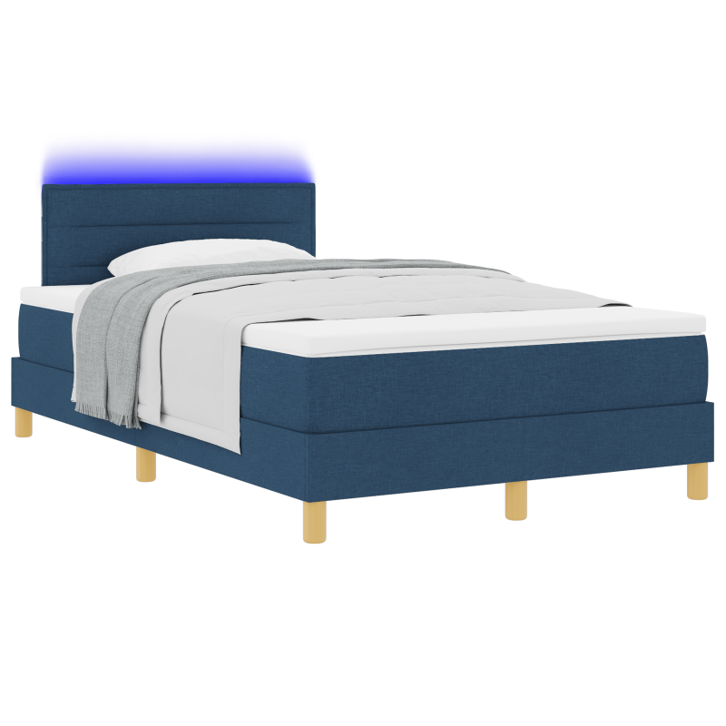Boxspringbett mit Matratze & LED Blau 120x200 cm Stoff