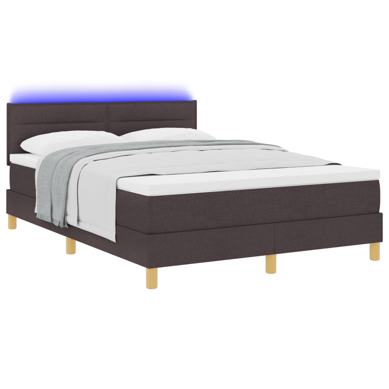Boxspringbett mit Matratze & LED Dunkelbraun 160x200 cm Stoff