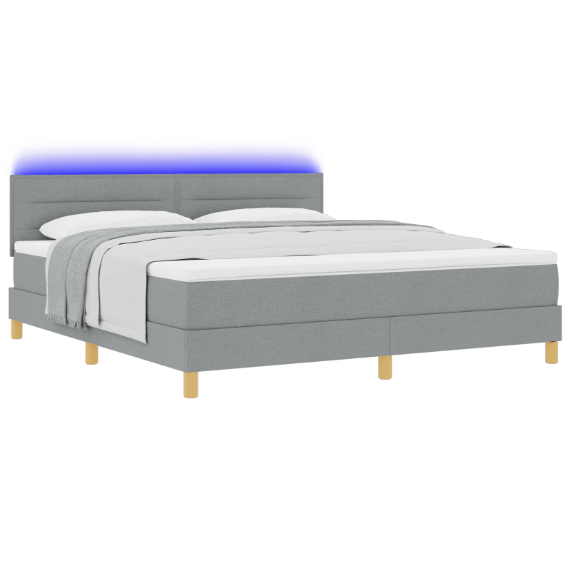 Boxspringbett mit Matratze & LED Hellgrau 180x200 cm Stoff