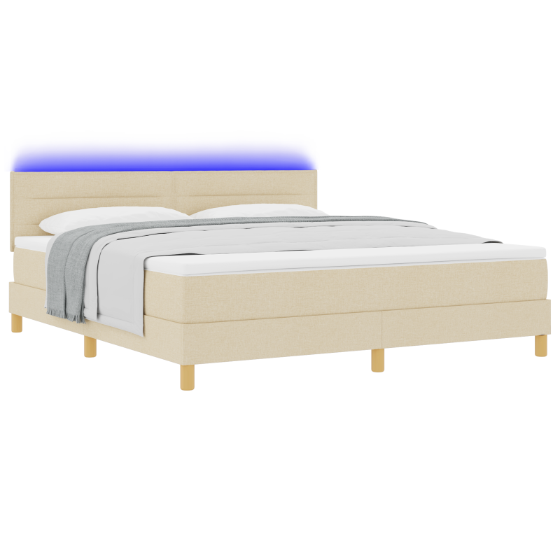 Boxspringbett mit Matratze & LED Creme 180x200 cm Stoff