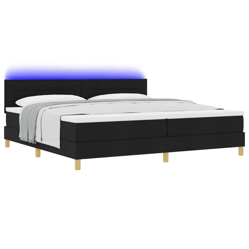 Boxspringbett mit Matratze & LED Schwarz 200x200 cm Stoff