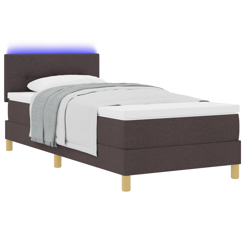 Boxspringbett mit Matratze & LED Dunkelbraun 90x200 cm Stoff