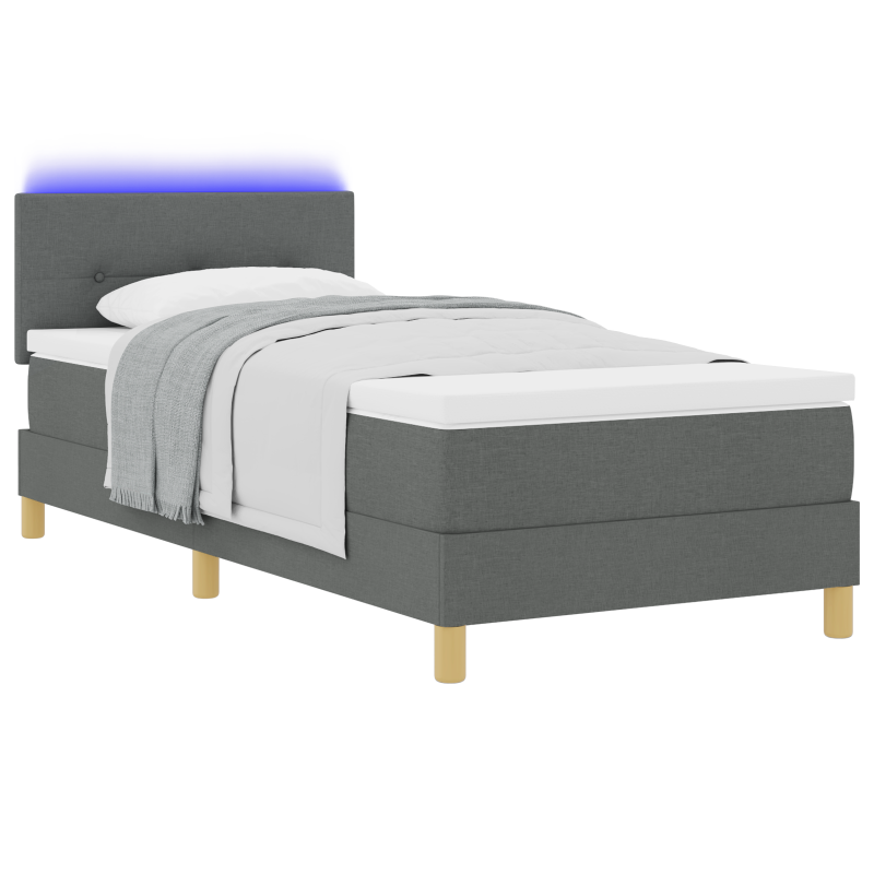 Boxspringbett mit Matratze & LED Dunkelgrau 100x200 cm Stoff