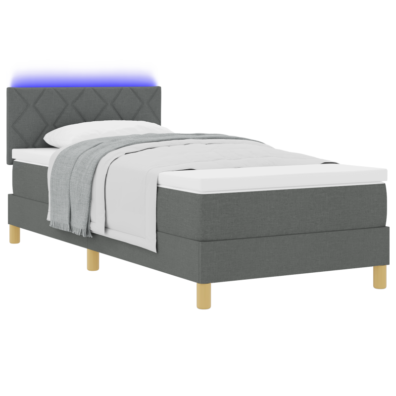 Boxspringbett mit Matratze & LED Dunkelgrau 100 x 200 cm Stoff