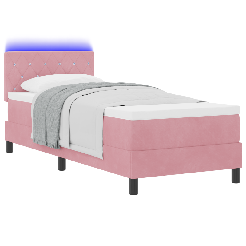 Boxspringbett mit Matratze & LED Rosa 80x200 cm Velvet