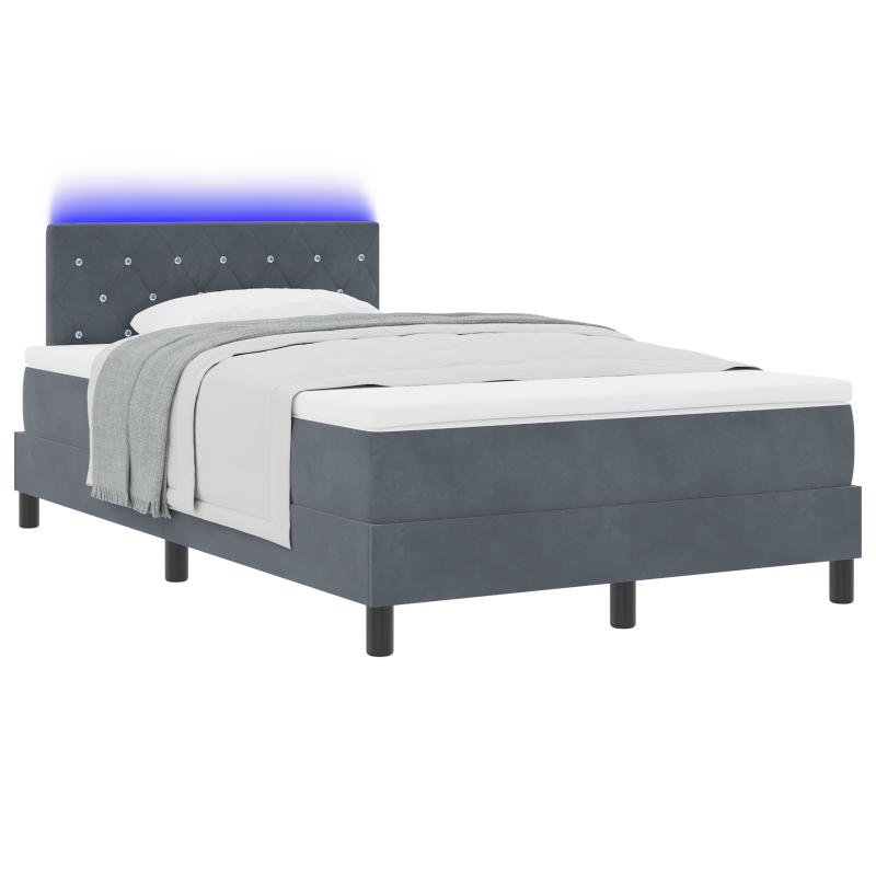 Boxspringbett mit Matratze & LED Dunkelgrau 120x190 cm Samt