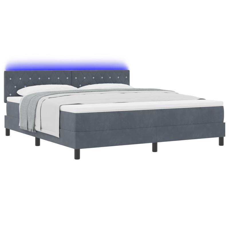 Boxspringbett mit Matratze & LED Dunkelgrau 180x200 cm Samt