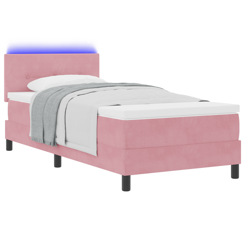 Boxspringbett mit Matratze & LED Pink 80x200 cm Samt