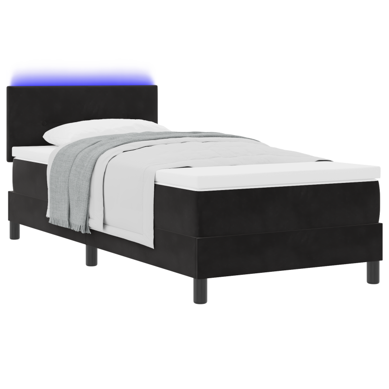 Boxspringbett mit Matratze und LED Schwarz 90x190 cm Velvet