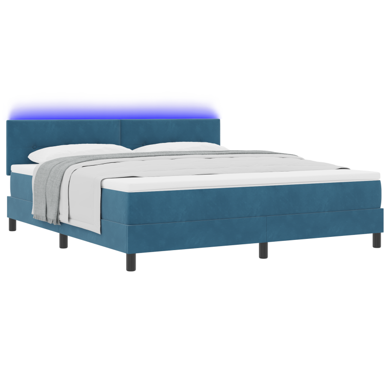 Boxspringbett mit Matratze & LED Dunkelblau 180x200 cm Samt