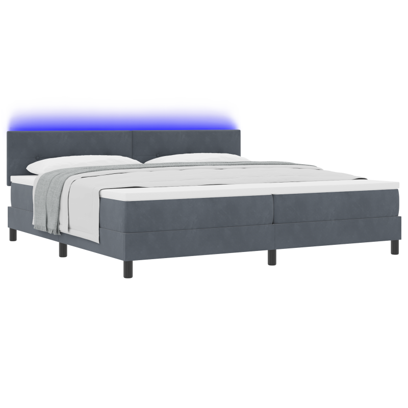 Boxspringbett mit Matratze & LED Dunkelgrau 200x200 cm Samt
