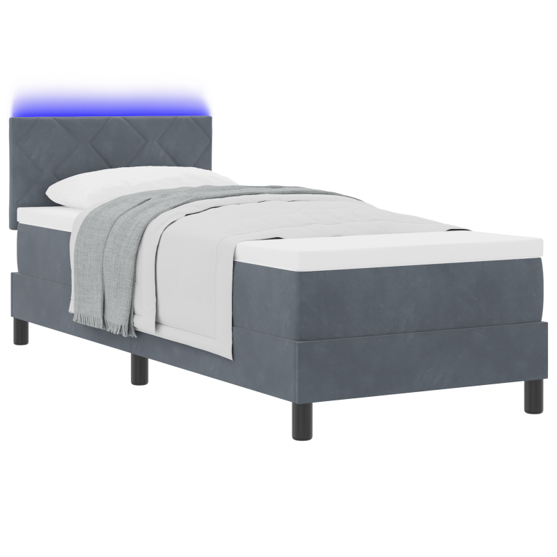 Boxspringbett mit Matratze & LED Dunkelgrau 80x200 cm Samt
